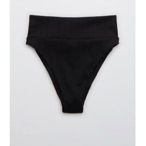 Aerie Striped Ribbed High Cut Cheeky Bikini Bottom